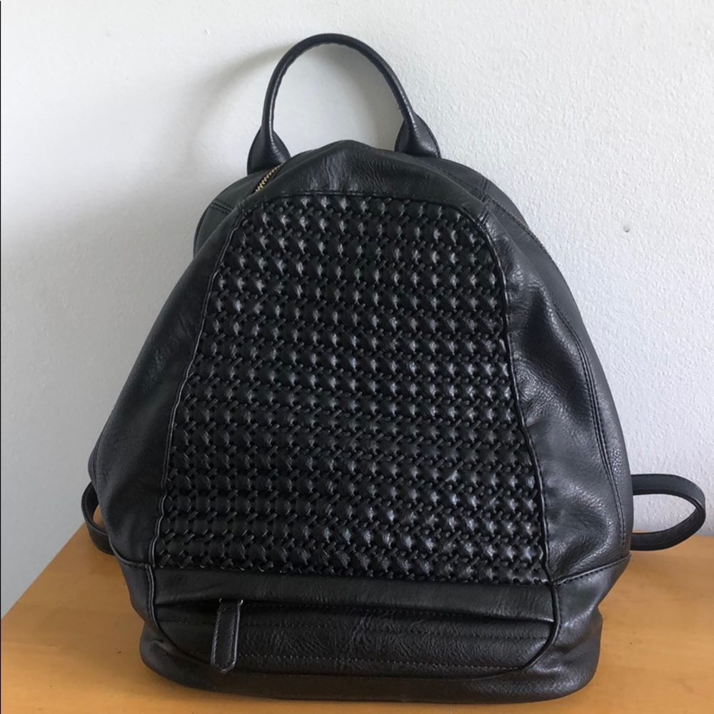 MMS faux leather bookbag - black